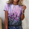 Casual Floral 3D Printed Short Sleeved Round Neck T-shirt