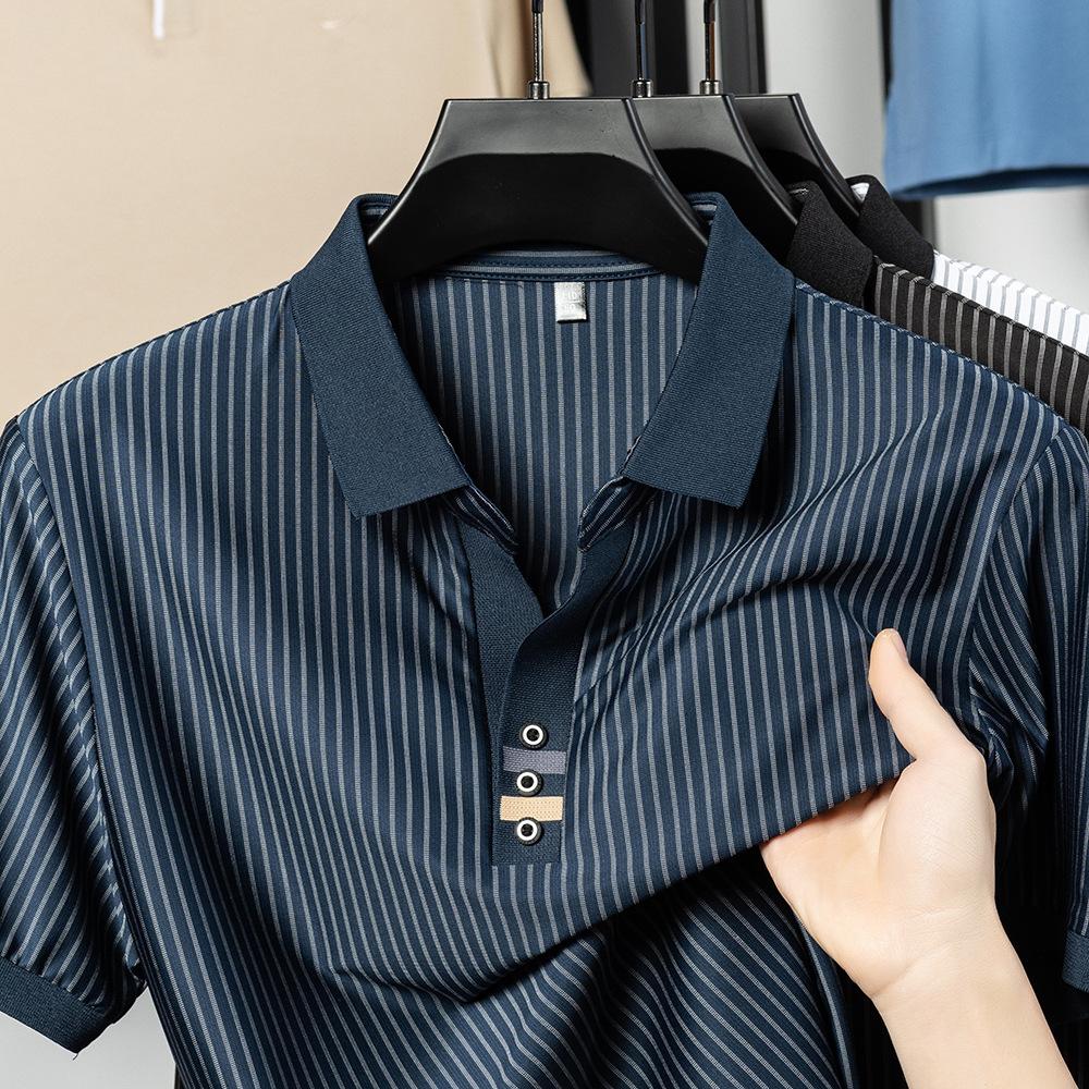 Футболка с короткими рукавами и лацканами Traceless, рубашка-поло с короткими рукавами для папы