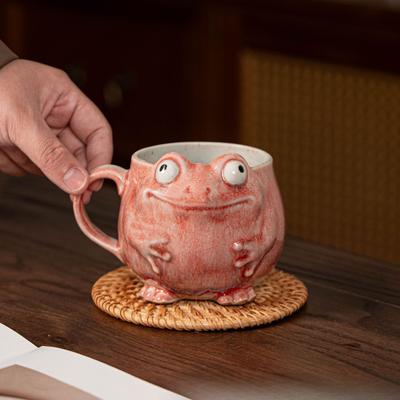 Керамическая кружка с лягушкой и ложкой, милый набор кофейных чашек в подарок для офиса, дома, винтажный стиль, посуда, декор