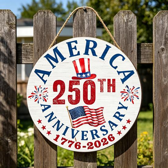 Деревянная табличка на дверь к 250-летию США 1776-2026 250 Лет Свободы Патриотическая подвесная табличка для 4 июля Дня Независимости Входная дверь Крыльцо дома
