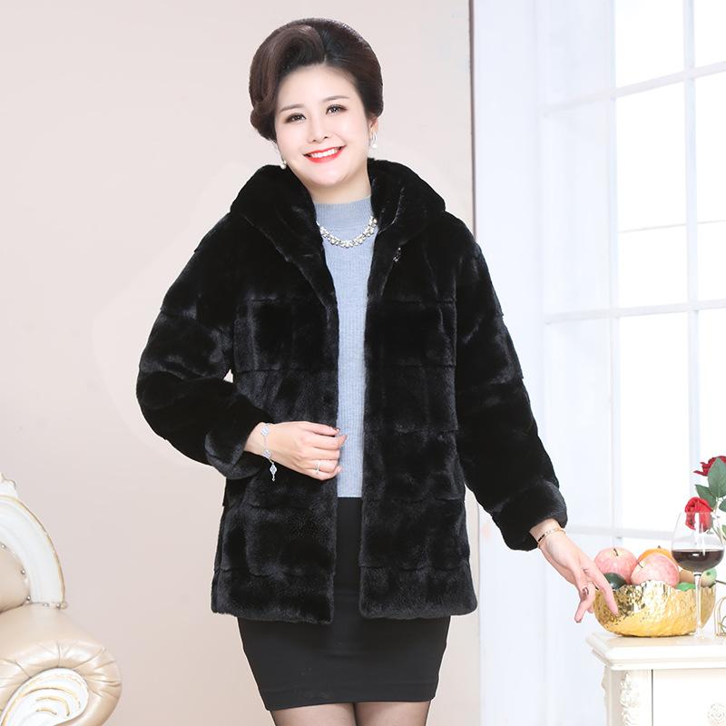 Новая шуба с капюшоном, шуба из искусственного норкового меха, одежда для мам средней и длинной длины, шуба из искусственного норкового меха, женская одежда среднего и пожилого возраста