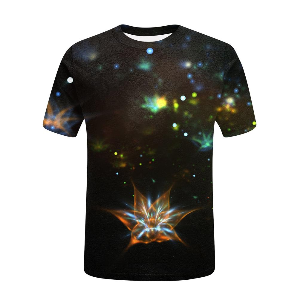 Женская модная повседневная футболка с коротким рукавом и круглым вырезом с принтом Galaxy