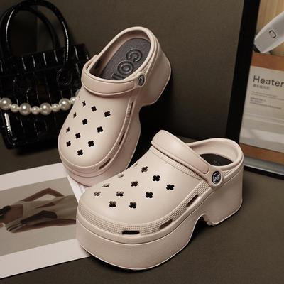 Женские клоги на толстой подошве из ЭВА: 9 см Увеличивающие рост, Легкие, Нескользящие, Летняя Мода Универсальная Обувь