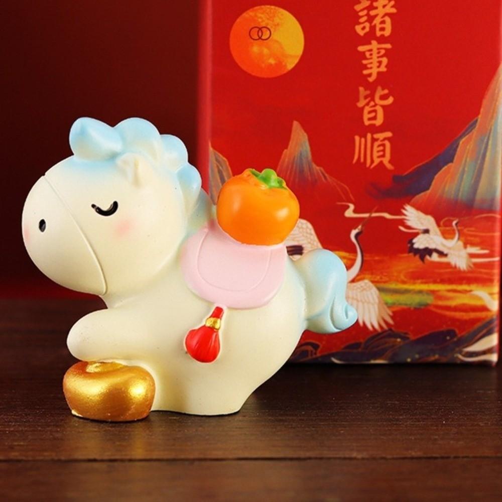 Desktop Ornament Horse Figurine Resin Zodiac Ornaments New Year Mascot Miniature Car Decoration