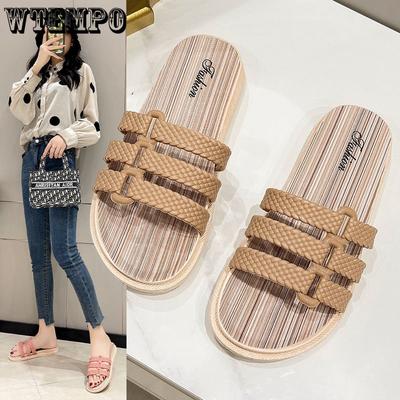 Тапочки, женская летняя одежда, корейская версия, модная универсальная однотонная пляжная обувь для прогулок