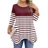 Womens Plus Size 3/4 Sleeve Shirts  Round Neck Tunic Tops Basic Loose Fit Tee Tops L-5XL