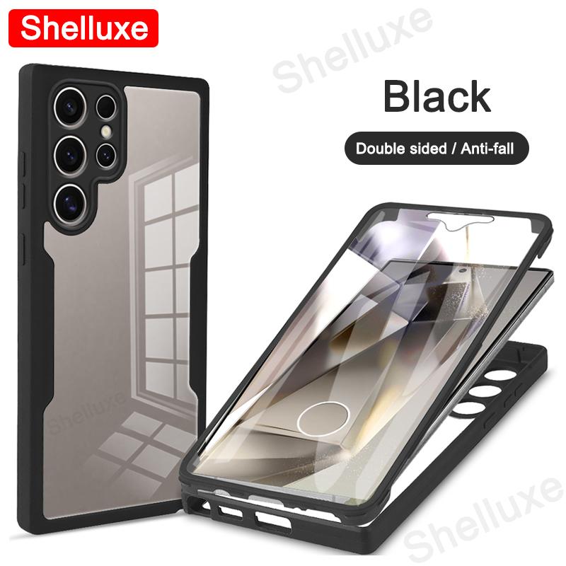 360 Полная защита корпуса Прозрачный чехол Shelluxe для Samsung Galaxy S25 S24 S23 Ultra S22 Plus S21 FE Силиконовая двусторонняя крышка