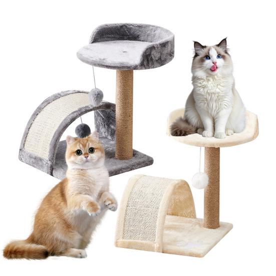 Кошачье дерево с когтеточкой и насестом для кровати, башня для лазанья с подвесным пушистым шаром, сизалевая когтеточка для домашних кошек