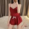 Summer Sexy Women's Pajama Set: Imitation Cotton Spaghetti Strap Top and Shorts In Pure Desire Style