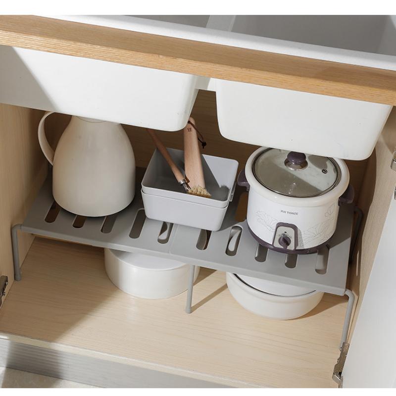 Пластиковые держатели для шкафа, выдвижная штабелируемая полка для хранения кухонного шкафа, домашний органайзер, полка для специй, подходит для кухни, ванной комнаты