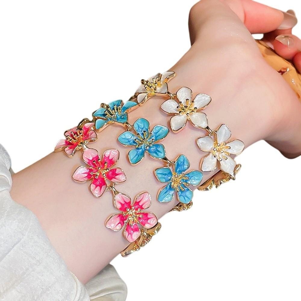 Fashion Dripping Flower Bracelet Pink Dripping Hand Chain Summer Vacation Style