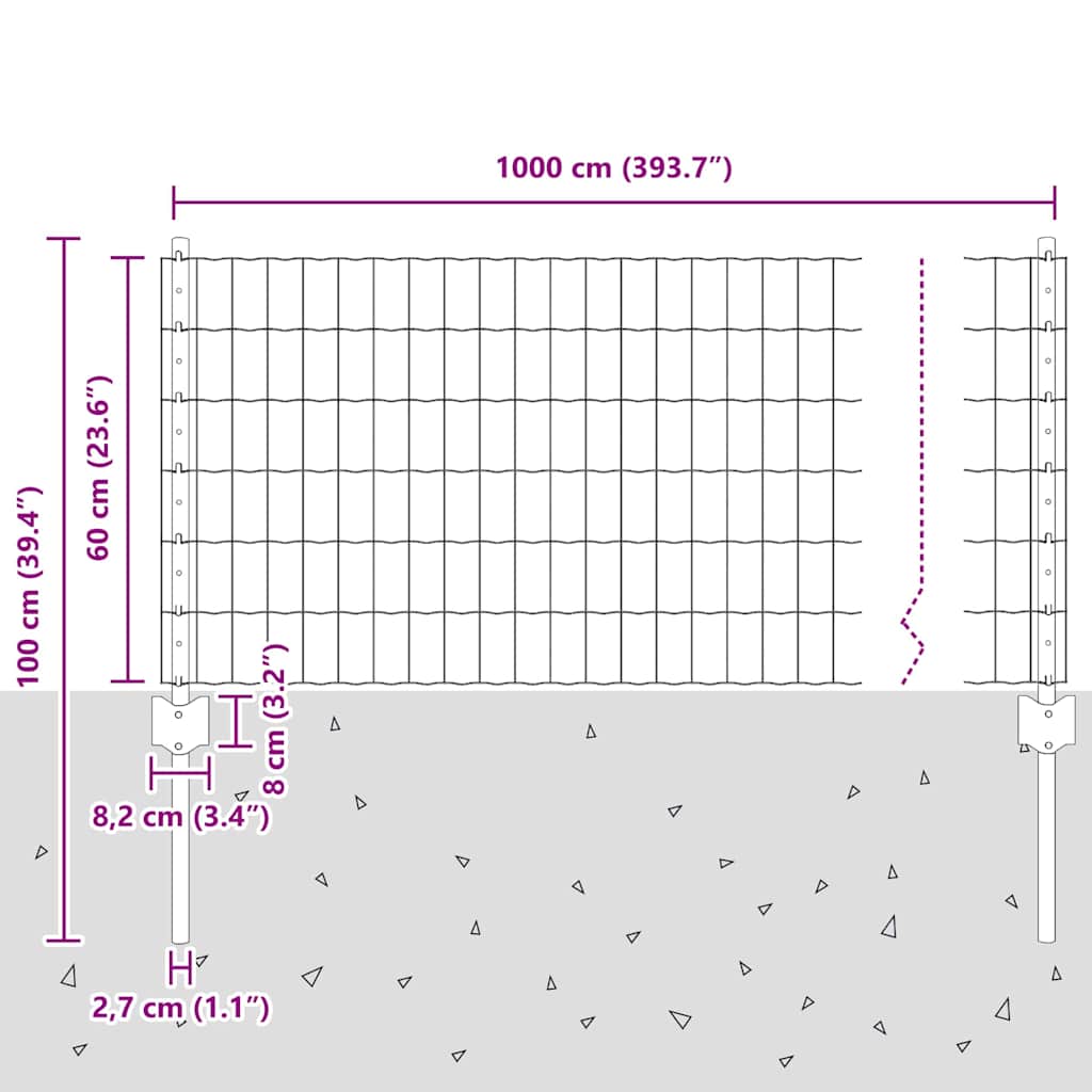 Welded Wire Fence 10 x 0.6 m (W x H)