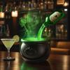 Dark Fantasy Cauldron Halloween Witch Cauldron, Large Plastic Black Bucket with Floating Potion Bottle, Glowing Green Smoke Spooky Soup Pot Decor for