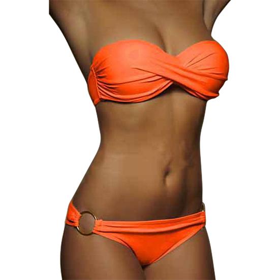 2 Pcs/Set Fabulous Bikini Set Comfortable Two-piece Strapless G-string Women Swimsuit for Vacation