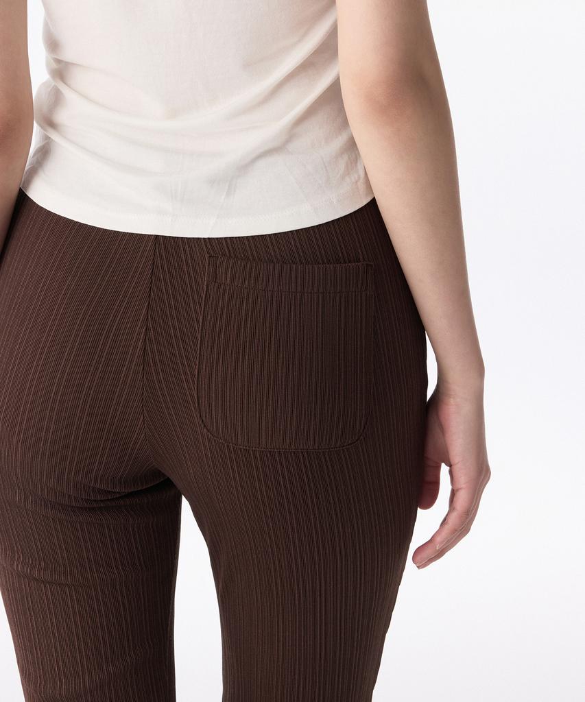 MUSINSA STANDARD WOMAN Women'S Vertical Texture Side Button Jersey Pants [Dark Brown]