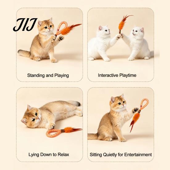 Cat Enrichment Toys for Indoor Play Mesh Tube Toy with Silver Vine, Feather Interactive Bonding Cats Built-in Bells, Stretchable Chew Boredom