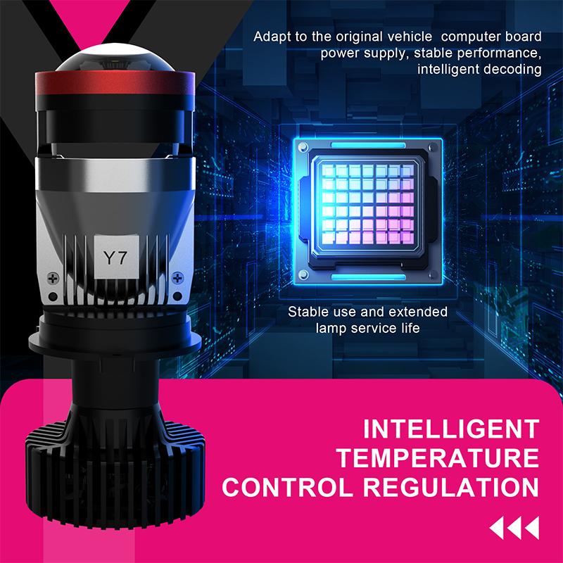 Y7 50 Вт Canbus H4 светодиодный проектор мини-объектив H4 Bi-LED линзы автомобильные лампы дальнего/ближнего света левая фара с правым рулем 12 В турбовентилятор налобный фонарь