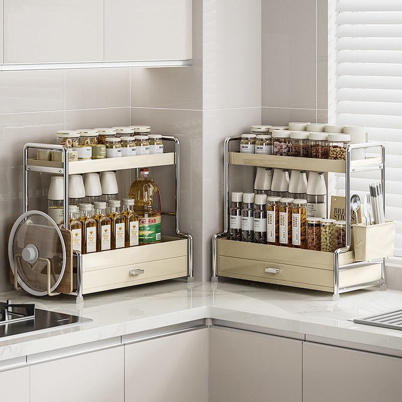 Kitchen Spice Storage Rack Kitchen Shelf Multi-layer Storage & Organization Countertop Spice Tool Carrier Accessories