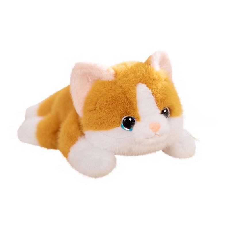 Cute Lying Cat Plush Toy Stuffed Animal, Kawaii Kitty Doll for Girls, Soft Comforting Companion for Anxiety Relief and Sleep Aid