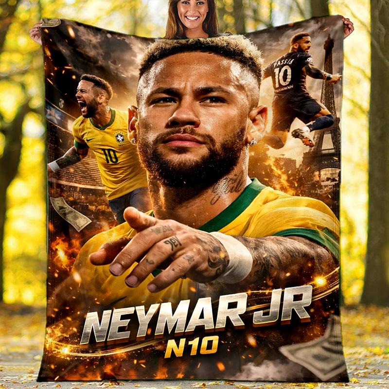 1pc Neymar5 Theme Blanket - Digital Print, Polyester, Cozy for All Seasons, Perfect for Outdoor, and Travel