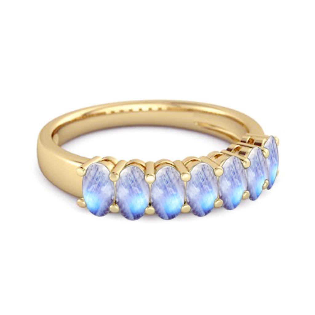 Moonstone Stacked Half Band - 925 Sterling Silver Gold Vermeil