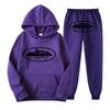 Unisex Hooded Fleece-Lined Graphic Sweatshirt Set Loose Fit Winter Casual Outfit Men Women