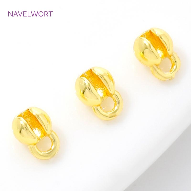 14/18K Gold Plated Crimp Beads,End Caps For Jewelry Making,Brass Clam Shell Bead Tip Crimp Ends Beads,DIY Jewelry Accessories