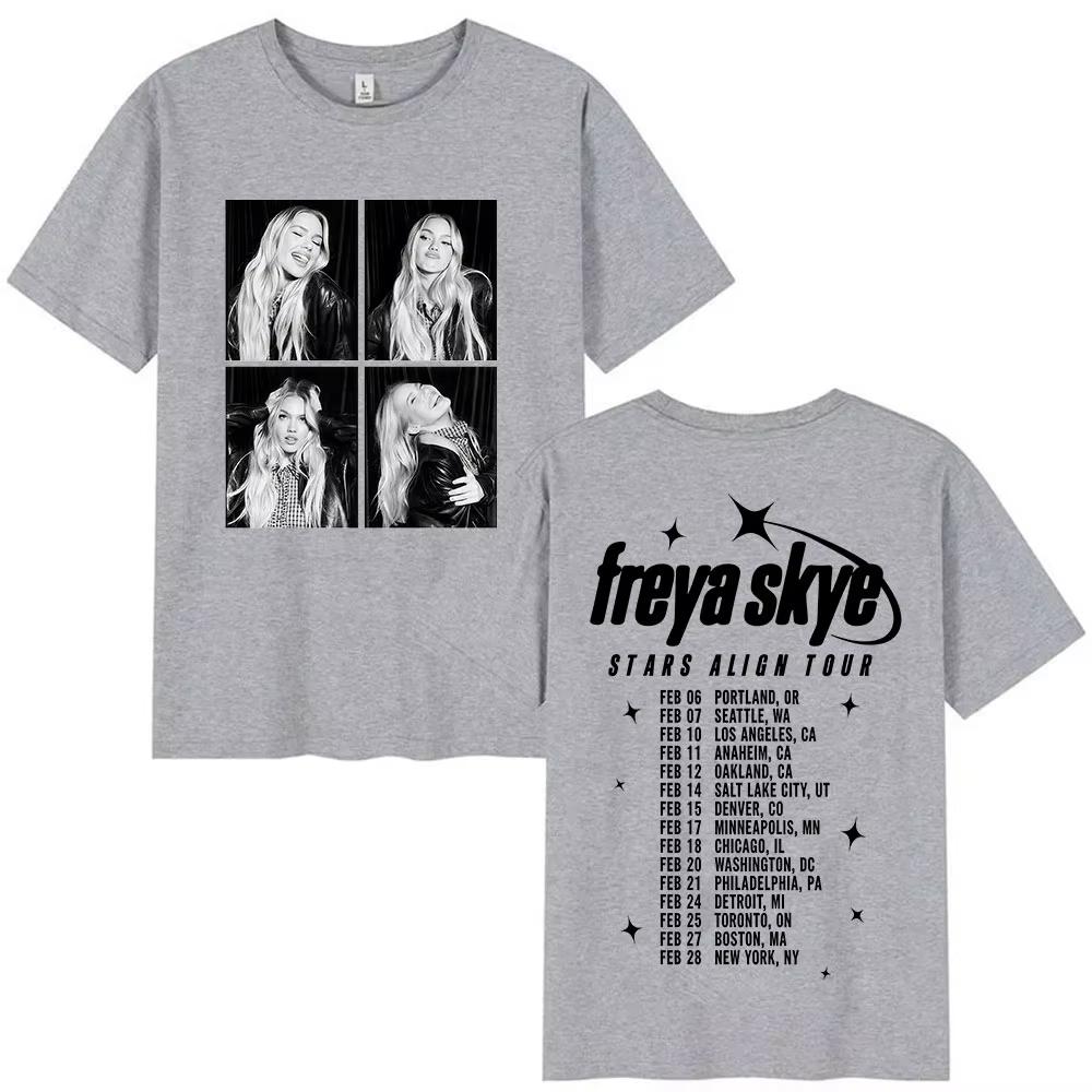 Singer Freya Skye Cotton Unisexs Shirt Summer Oversized Stars Align Tour Album Graphics Womens Yk Hip Hop Streetwear Tshirt