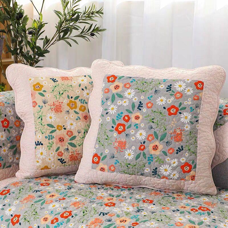 Новая пасторальная подушка в корейском стиле, моющаяся хлопковая лоскутная подушка для дивана, универсальный моющийся стеганый чехол для дивана на четыре сезона