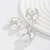 Personalized Exaggerated Imitation Pearl Ring Hand Jewelry, Retro Irregular Liquid Lava Ring Set