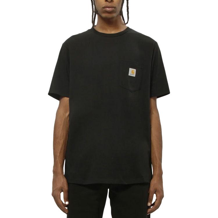 Carhartt WIP Черная футболка с коротким рукавом и карманом Мужские топы I030434-89XX