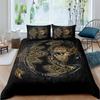 Пододеяльник в стиле богемной мандалы с принтом золотого солнца и луны в формате 3D King Queen Комплект постельного белья из микрофибры Ловец снов Пододеяльник Наволочка