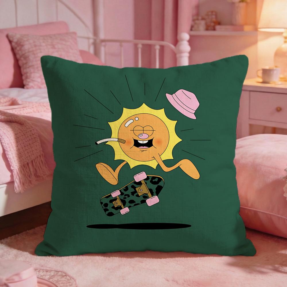 ArtCartoon Big EyesS Cushion Cover Premium Comfort Reversible Pillow Cove Two in One Design for Any Room  Car Interior