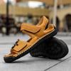 Men Sandals Black Leather Gladiator Sandals Outdoor Summer Roman Sandals for Men Beach Shoes Plus Size