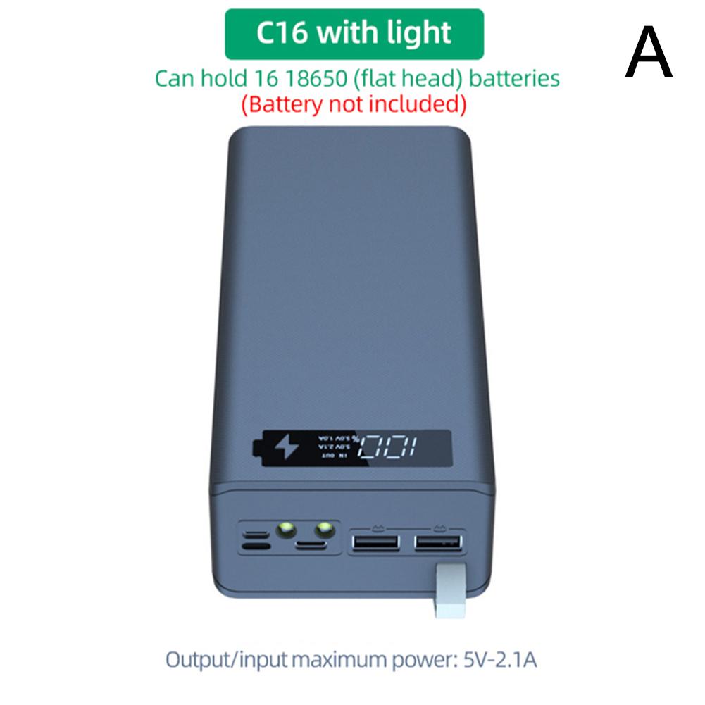 16*18650 Держатель для батарей Коробка для хранения Корпус для повербанка DIY 18650 Комплект Зарядное устройство для аккумуляторов повербанка телефона Мобильный DIY Корпус-коробка