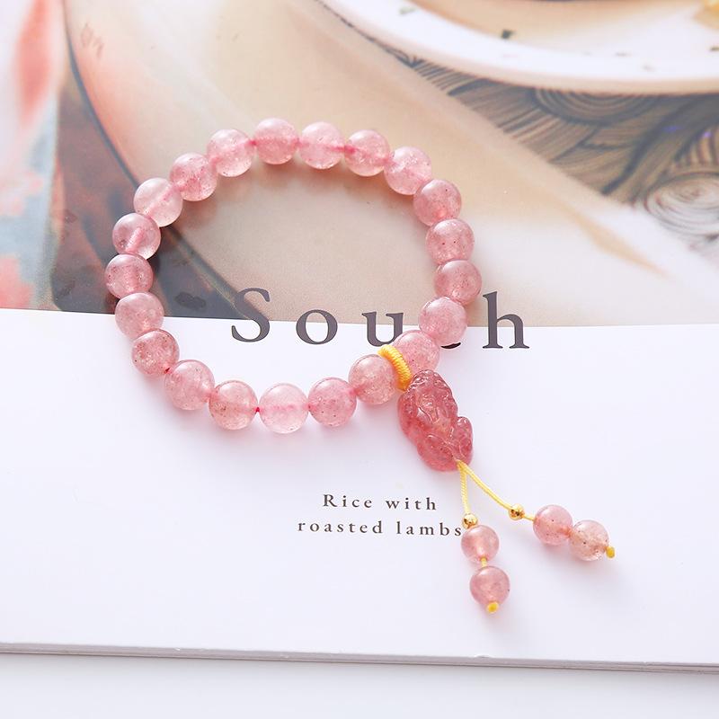 Natural strawberry crystal bracelet pink retro bracelet. Bangles Women Fashion Jewelry accessories Gift