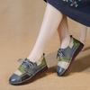 New First-layer Cowhide Flat-bottomed Casual Women's Shoes Color Matching Leather Single Shoes Cotton Shoes