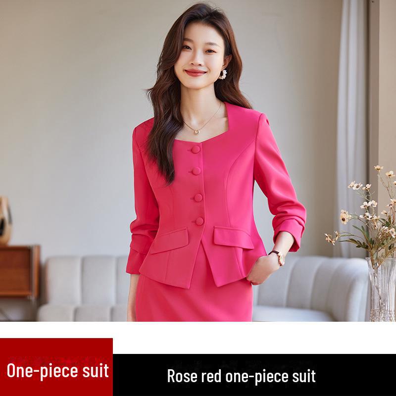 Женский профессиональный костюм с юбкой и длинным рукавом Busaron 2024 года — официальная рабочая одежда для собеседований и продаж.
