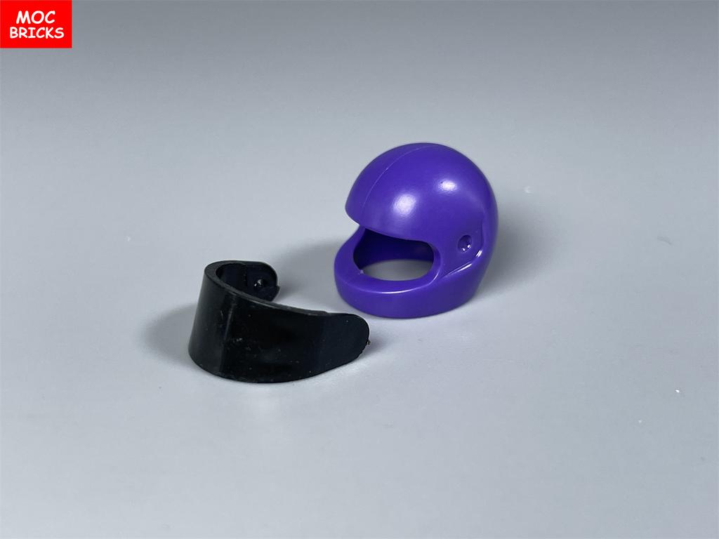 MOC Кубики Фиолетовый Мотоциклетный Шлем 4см Фигурка Одежда 30006 30124 88415 2446 2447 Шлем с Козырьком Строительные Блоки Детские Игрушки