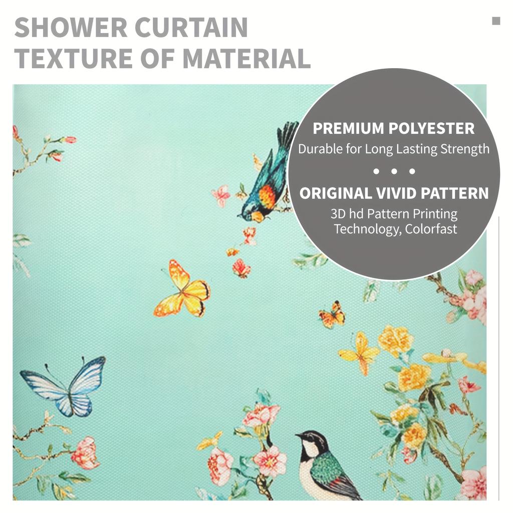 4 шт. Роскошный комплект водонепроницаемых занавесок для душа с изображением цветов, птиц, бабочек, декоративный комплект для ванной комнаты, нескользящий коврик для унитаза, коврик для ванной и 12 крючков