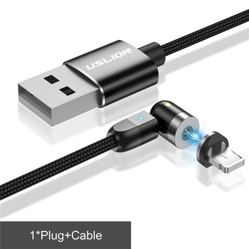 USLION Магнитный кабель Светодиодный нейлоновый кабель Micro USB Type C Зарядное устройство для Iphone USB-C Магнитный шнур Type-C