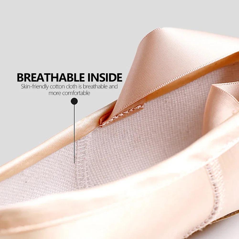Professional Ballet Pointe Shoes Girls Women Ladies Satin Ballet Shoes With Ribbons
