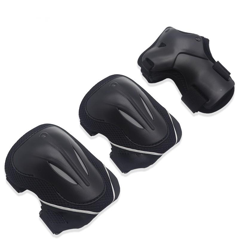6-Piece Skateboarding Roller Skating Safety Gear Set Kids Adults Knee Elbow Wrist Hand Protectors Black
