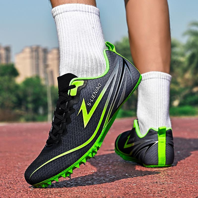 Racing Spike Shoes Men Raised Diamond Outsole Mark Angle Side Graphic Slim Last 36-45
