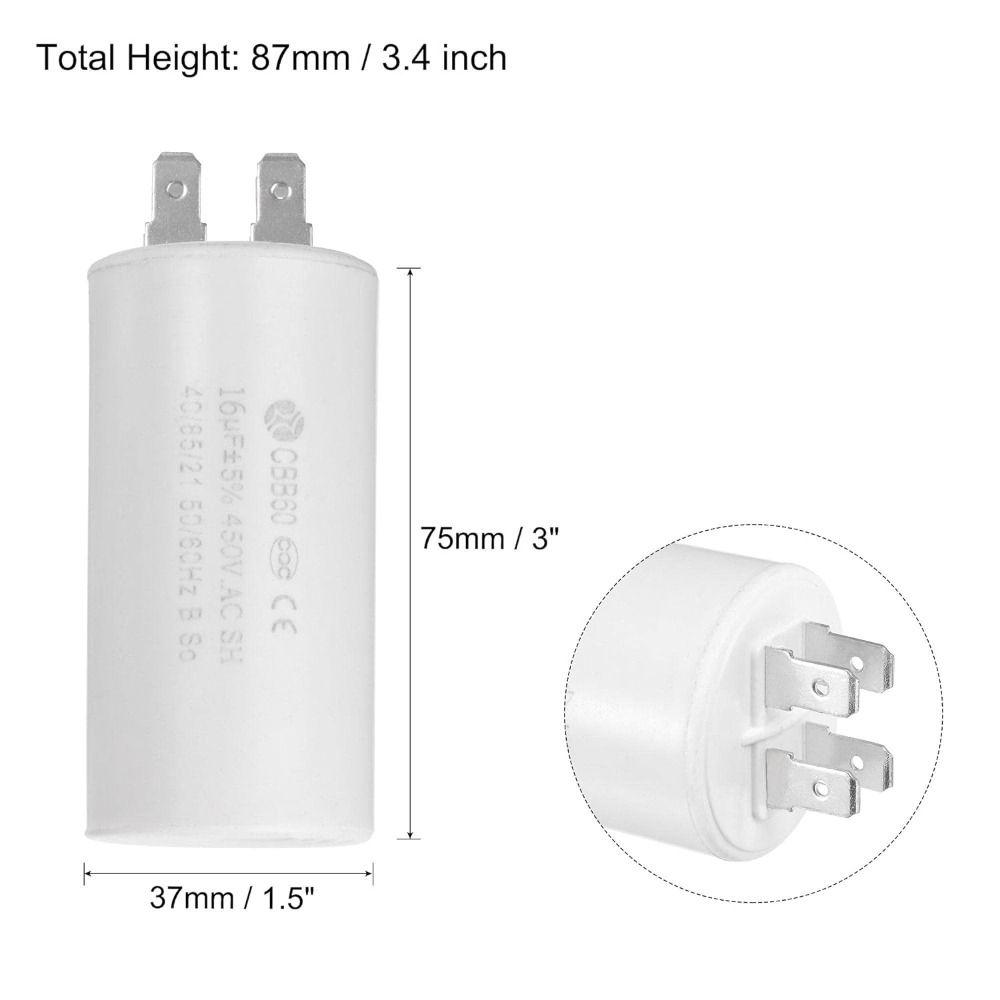 16uF 450V AC CBB60 Run Capacitor 50/60Hz  Easy To Us   for Air Compressor Water Pump Motor
