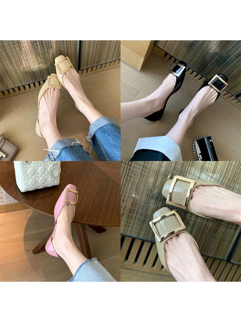 Босоножки Низкий каблук Квадратный носок Каблуки для женщин Офисная обувь Низкий каблук Удобная обувь Кожаная обувь Небольшой каблук