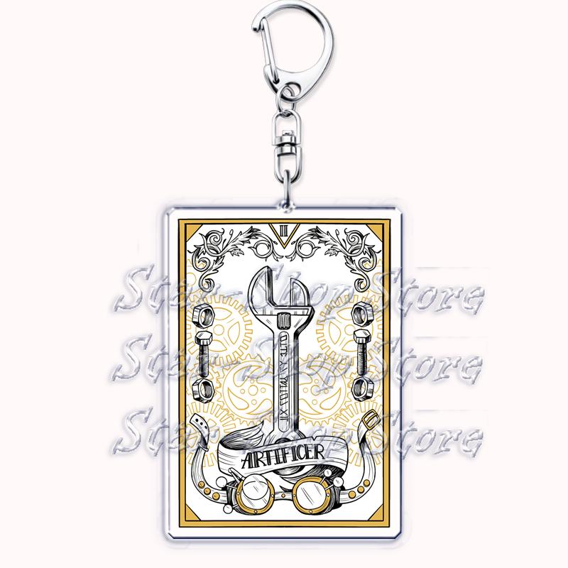 Popular Culture Halloween Tarot Card Keychains for Accessories Moon Luna Death Keyring Jewelry Fans Lovers Friends Reader Gifts