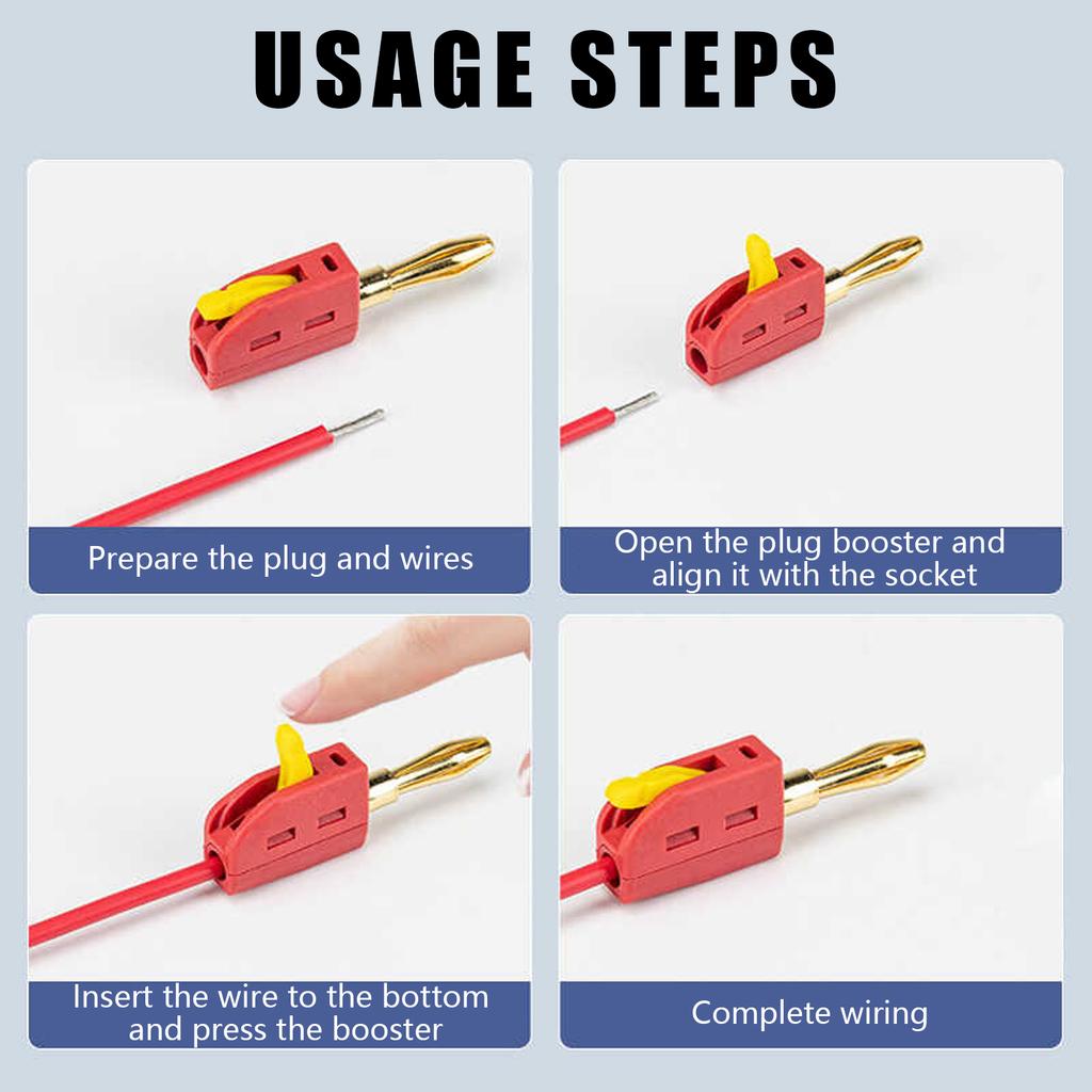 10pcs Efficient 32A 4mm Banana Plug Solderless Quick Connect 4mm Banana Plug 32A High Current for Electrical Tools