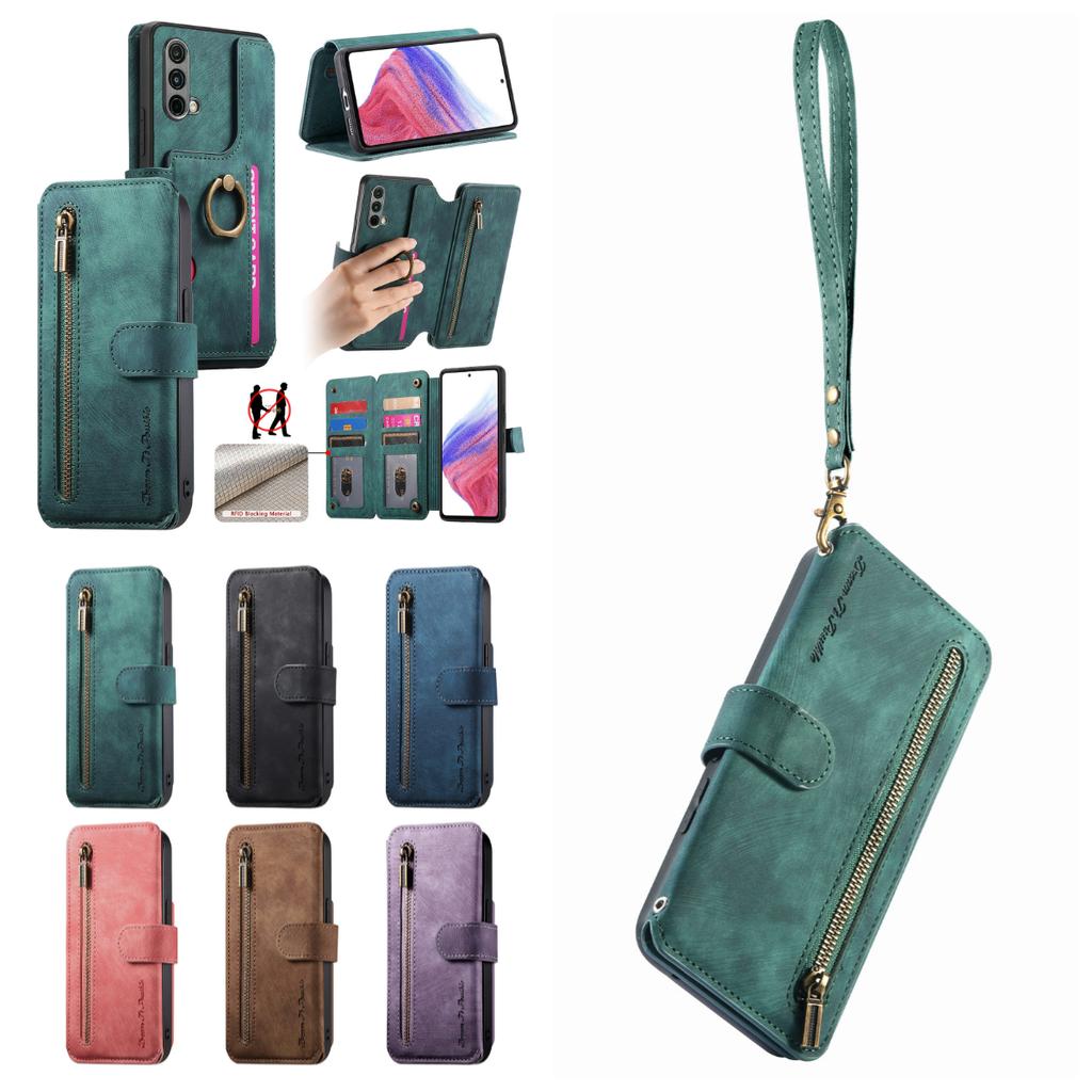 Роскошный кожаный чехол-кошелек 3-в-1 для OnePlus 11/Nord CE3/13R/Xperia 1 VII/Nothing CMF Phone 2 Pro/3a.w/ Подставка, Противоударный, RFID, Множество отделений и молния