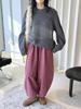 Louvre Winter Japanese Style Elastic Fleece Wide-Leg Balloon Pants - Women's Relaxed Fit